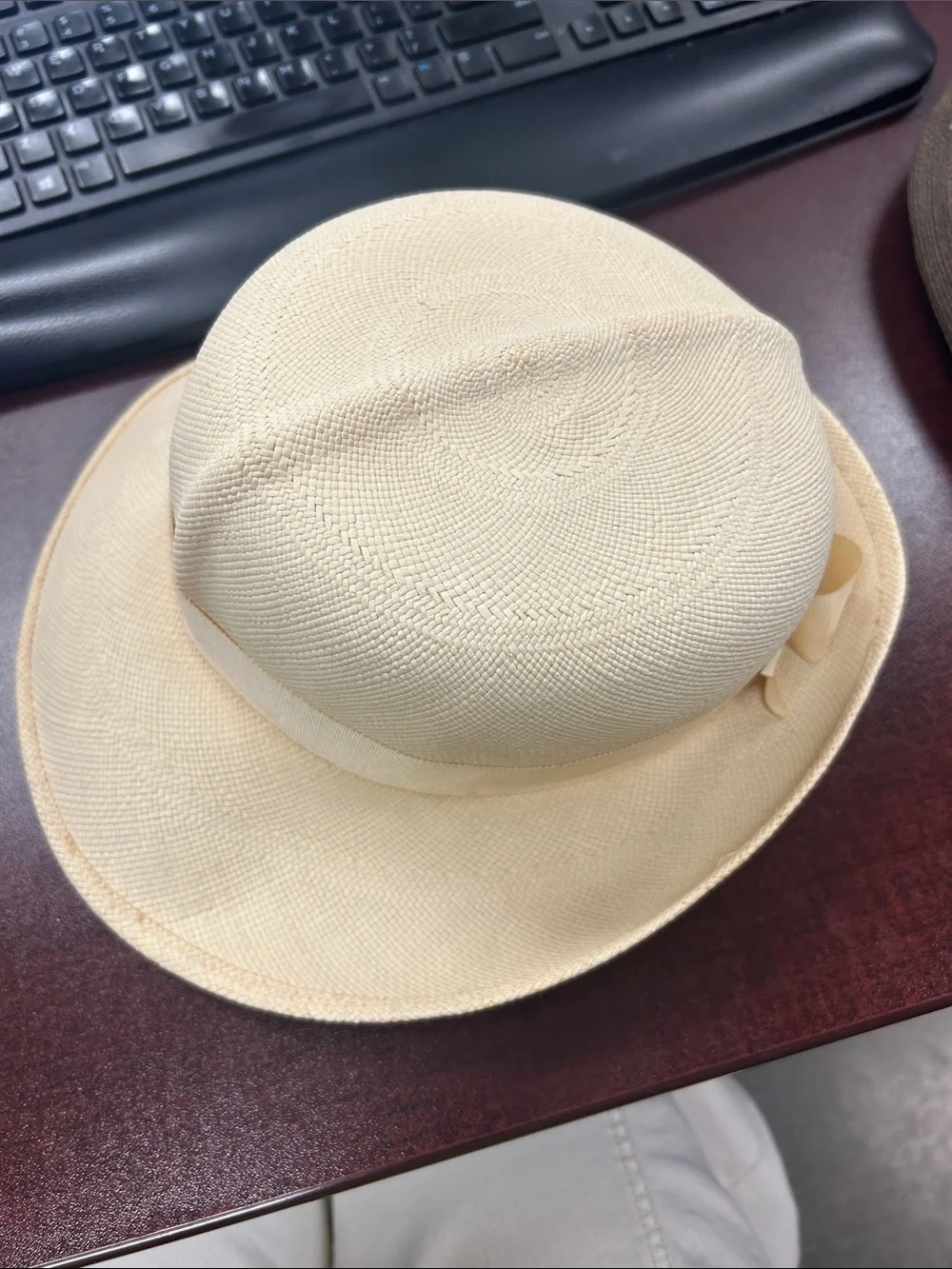 Panama Jack Natural Cream Straw Fedora Hat